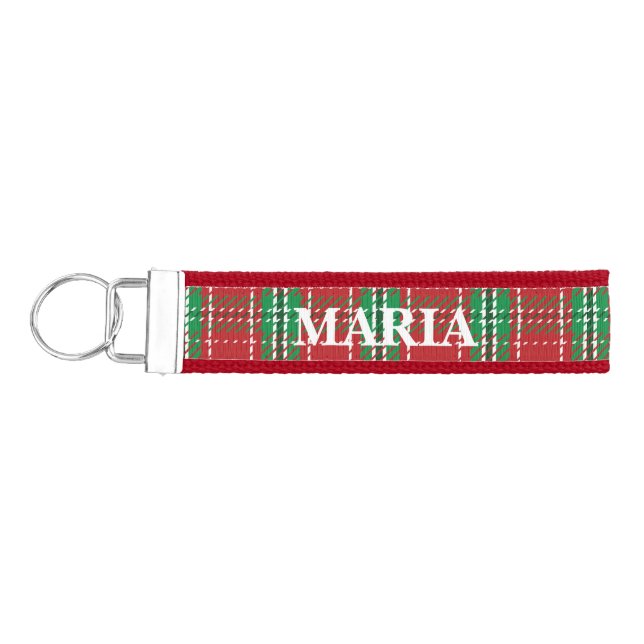 Llavero De Pulsera Navidades Rustic Red Holiday Plaid Farmhouse (Llaves lado izquierdo)