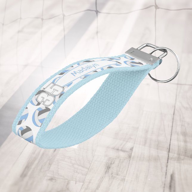 Llavero De Pulsera nombre del atleta azul claro gris de voleibol blan (Subido por el creador)