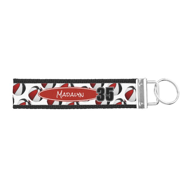 Llavero De Pulsera nombre del atleta de baloncesto negro rojo (Llaves derecha)