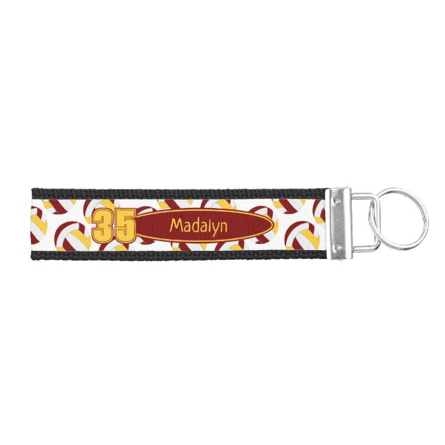 Llavero De Pulsera nombre del atleta maroon gold white volleyball (Llaves derecha)
