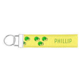 Llavero De Pulsera Nombre personalizado casco de fútbol verde amarill