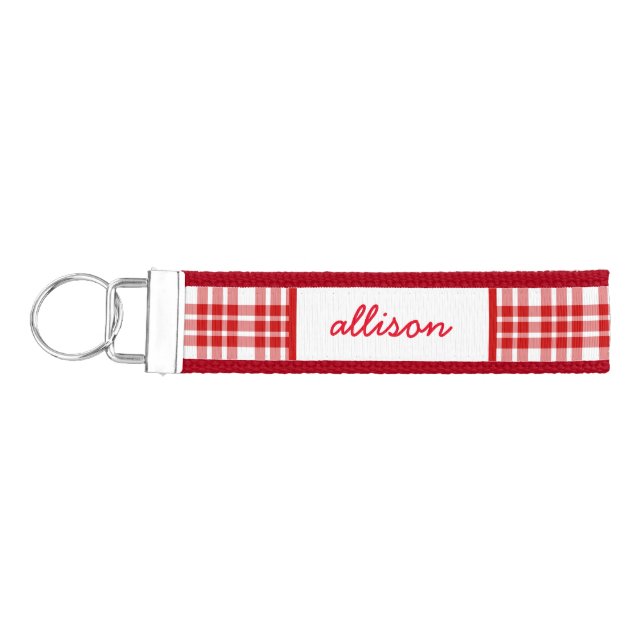 Llavero De Pulsera Nombre personalizado curte y girly Red Plaid A04 (Llaves lado izquierdo)