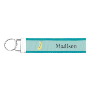 Llavero De Pulsera Nombre personalizado de banana pintada en azul