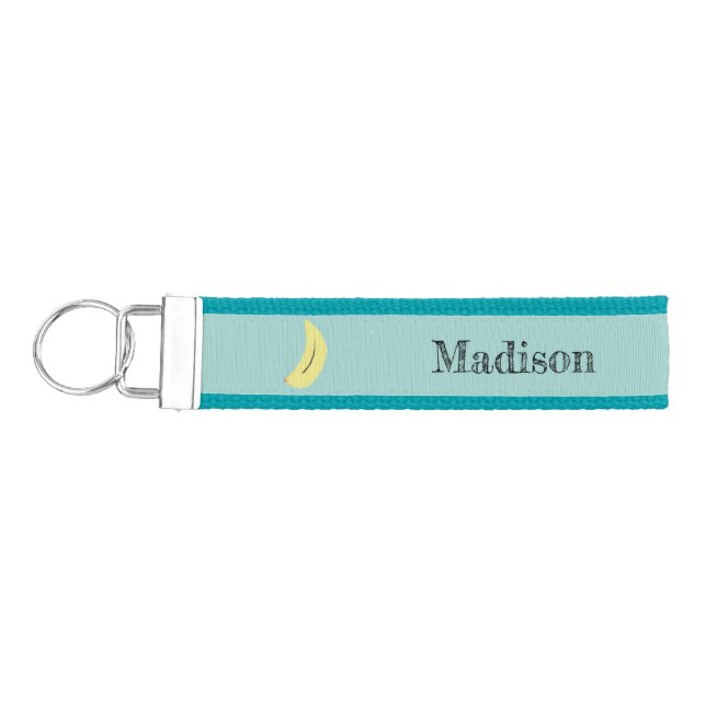 Llavero De Pulsera Nombre personalizado de banana pintada en azul (Llaves lado izquierdo)