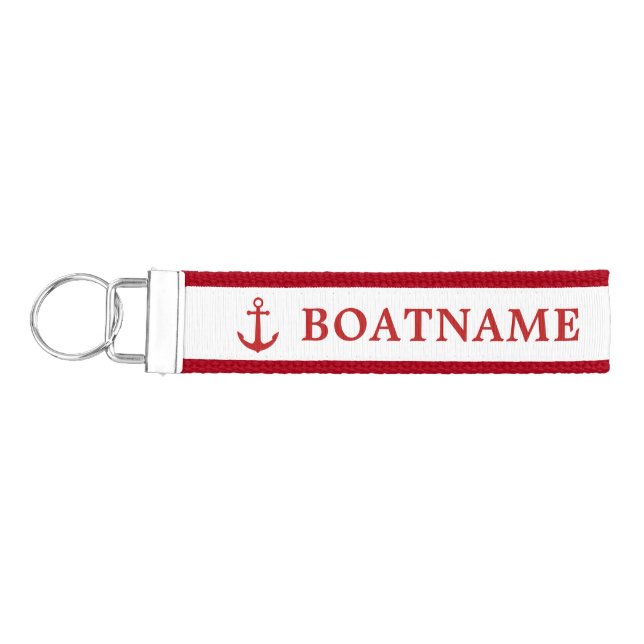 Llavero De Pulsera Nombre personalizado rojo del ancla nautical simpl (Llaves lado izquierdo)