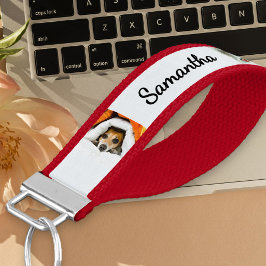 Llavero De Pulsera Nombre personalizado y foto de 6 | Azul helado roj