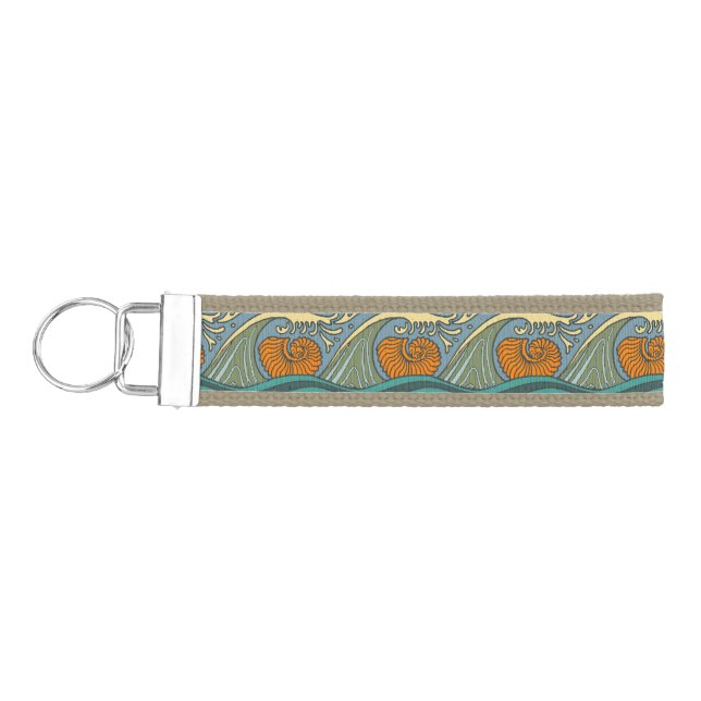 Llavero De Pulsera Olas del océano azul Nautilus Seashell Pattern Nou (Llaves lado izquierdo)