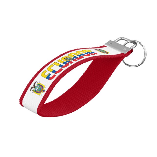 Llavero De Pulsera Patriótico de la Bandera de Ecuador (Angulado hacia arriba)