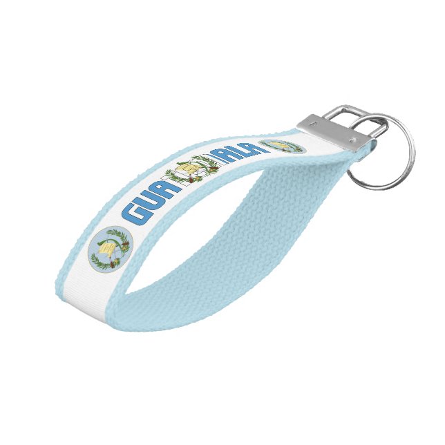 Llavero De Pulsera Patriótico de la Bandera de Guatemala (Angulado hacia arriba)