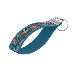 Llavero De Pulsera Patrón de papel floral sin soldadura Pulsera Keych