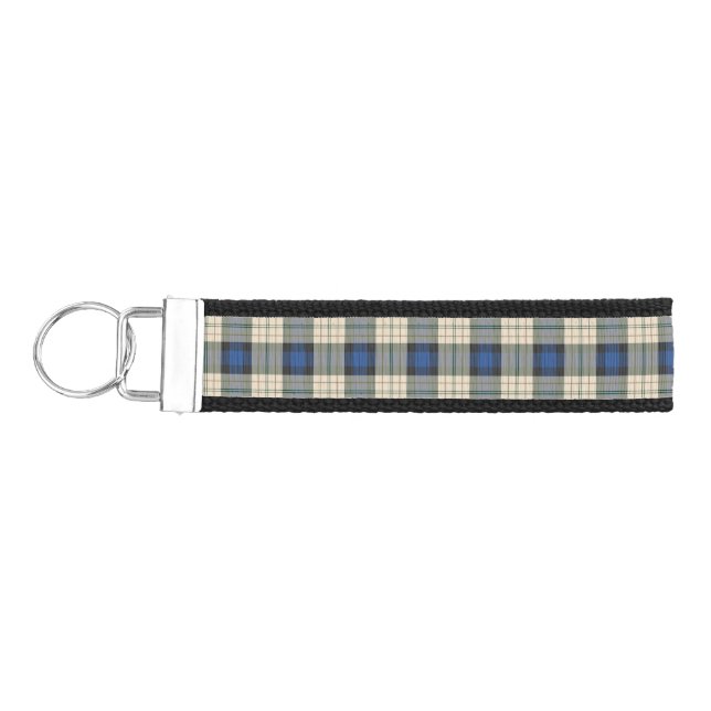 Llavero De Pulsera Patrón de plaids de Tartán - beige azul tradiciona (Llaves lado izquierdo)