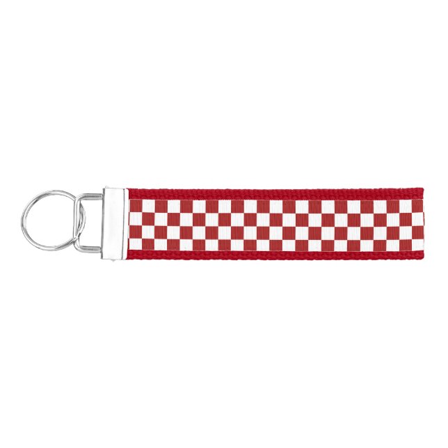 Llavero De Pulsera Patrón de tablero de ajos rojo y blanco (Llaves lado izquierdo)