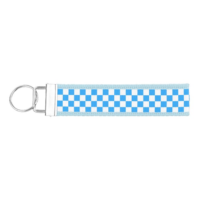 Llavero De Pulsera Patrón de tablero de verificación azul y blanco (Llaves lado izquierdo)