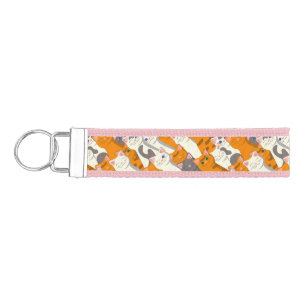 Llavero De Pulsera Patrón diagonal del gato negro jengibre