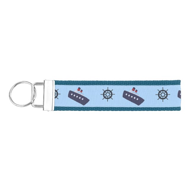 Llavero De Pulsera Patrón marino en azul (Llaves lado izquierdo)