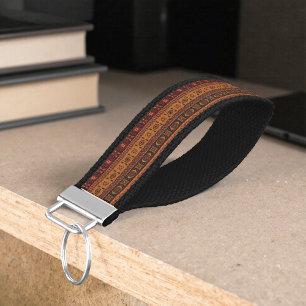 Llavero De Pulsera Patrón ornamental tribal de la etnia terracota mod