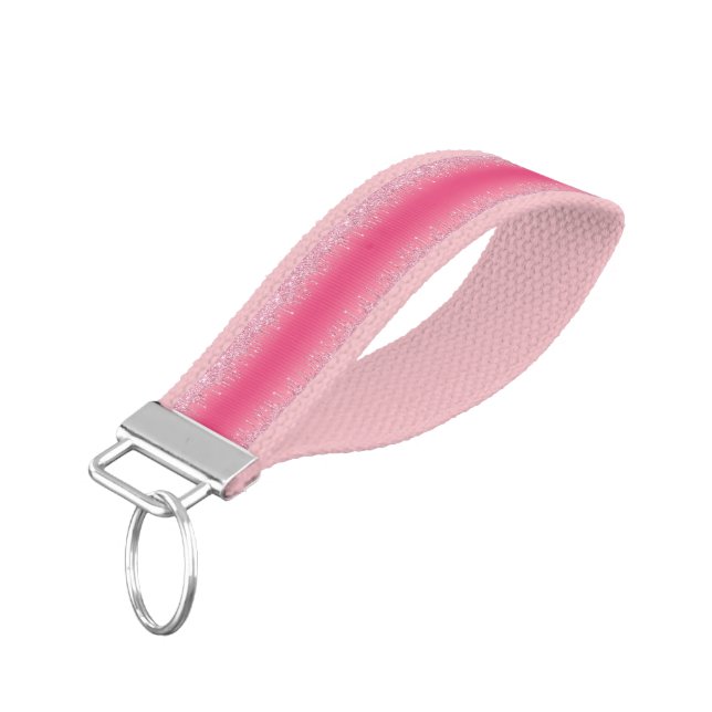 Llavero De Pulsera Perforaciones Purpurinas De Plata Rosada Caliente  (Angulado hacia abajo)