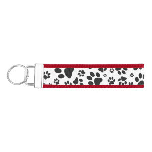 Llavero De Pulsera Perro Paws Black and White Polka Dot