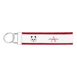 Llavero De Pulsera Personalizado de oso panda lindo Monograma