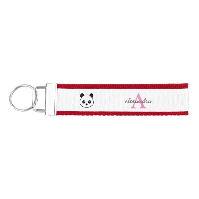 Llavero De Pulsera Personalizado de oso panda lindo Monograma (Llaves lado izquierdo)