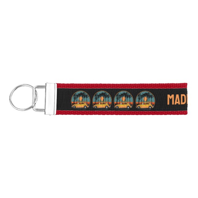 Llavero De Pulsera Personalizado Texto Surfer Tropical Sunset (Llaves lado izquierdo)