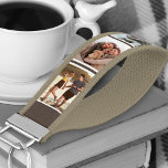 Llavero De Pulsera Personalized 6 Vertical Photo Collage Brown Stripe<br><div class="desc">Create a unique gift with your own photo collage on this useful brown and white wrist keychain. The design features your favorite photos positioned vertically on a brown and white stripe background. The template is set up ready for you to add up to 6 different images in a photo strip...</div>