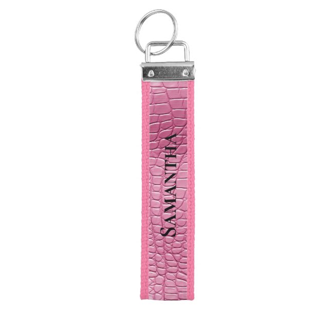 Llavero De Pulsera Pink Faux Alligator Animal (Llaves parte superior)
