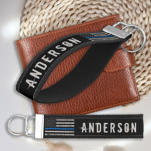 Llavero De Pulsera Policía de Línea Azul delgada personalizada