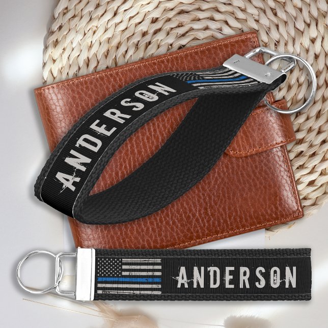 Llavero De Pulsera Policía de Línea Azul delgada personalizada (Subido por el creador)