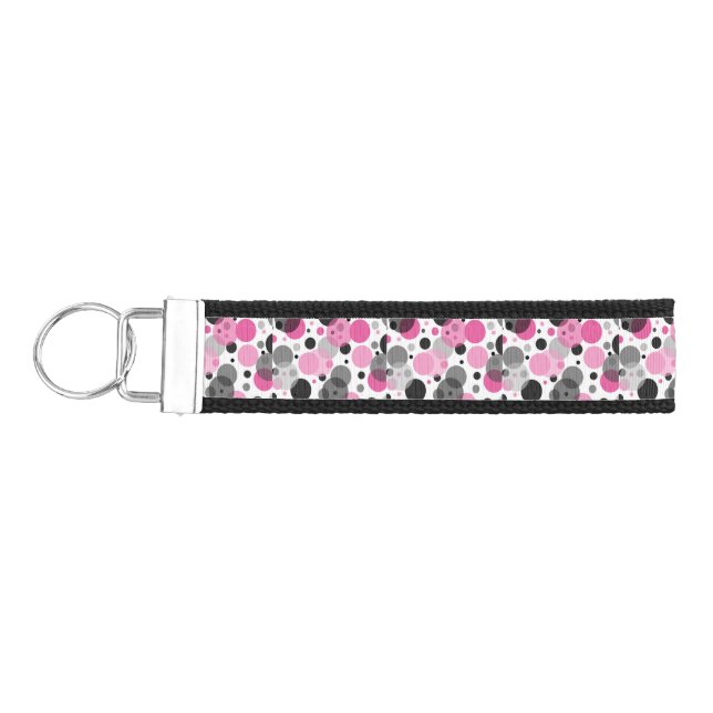 Llavero De Pulsera Punto de Polka Negro Rosa Guay (Llaves lado izquierdo)