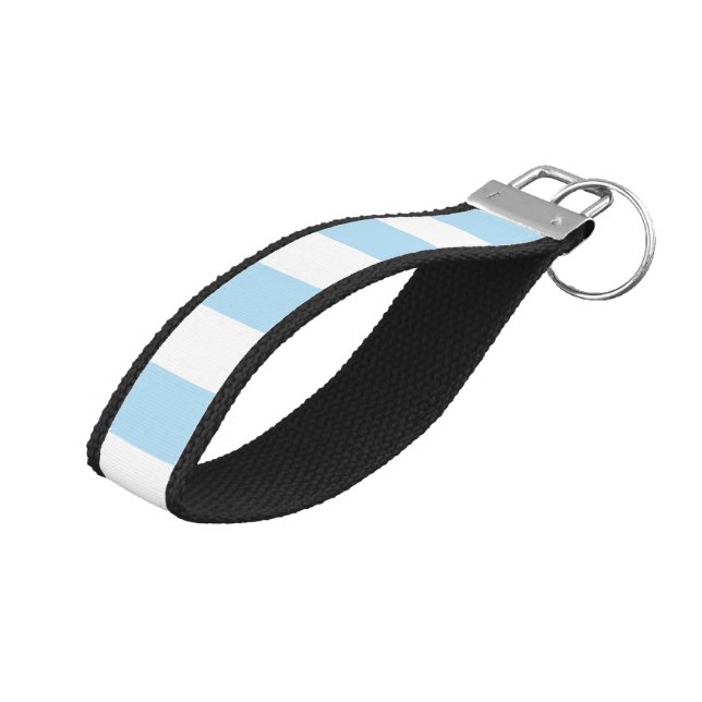 Llavero De Pulsera Rayas azules, rayas blancas, patrón rayado (Angulado hacia arriba)