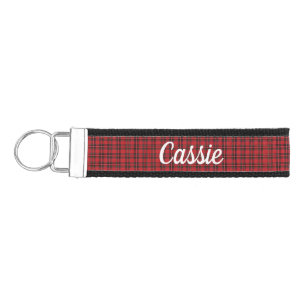Llavero De Pulsera Red Tartan Plaid Keychain