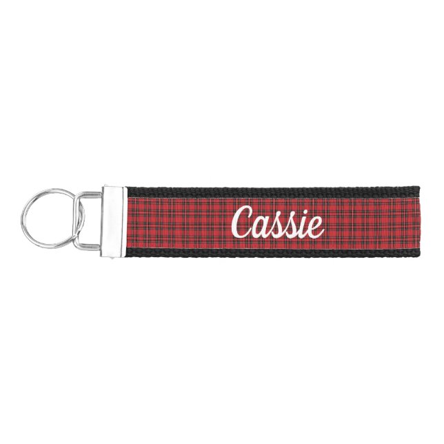 Llavero De Pulsera Red Tartan Plaid Keychain (Llaves lado izquierdo)
