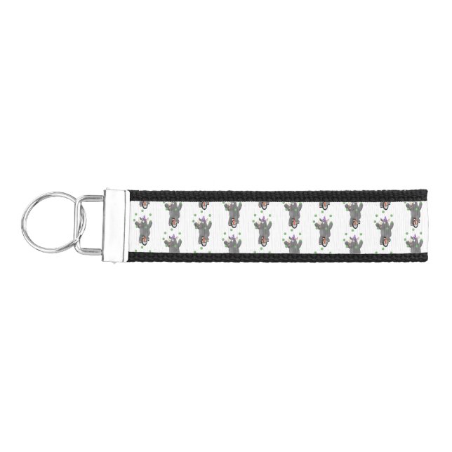Llavero De Pulsera Rinocerontes divertidos y lindos en monociclo (Llaves lado izquierdo)