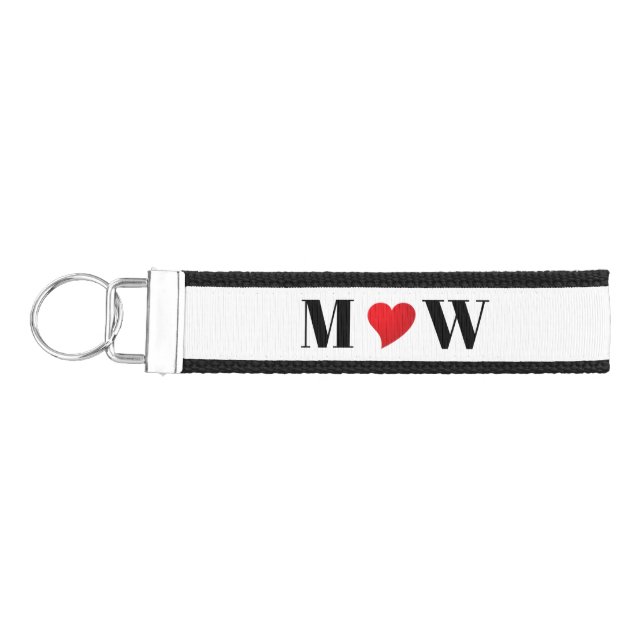 Llavero De Pulsera Romantic red heart custom couple initials cute (Llaves lado izquierdo)