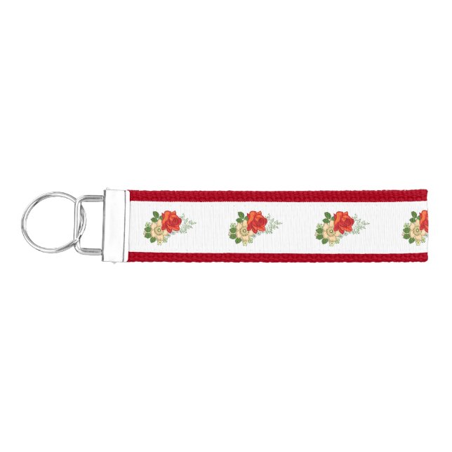 Llavero De Pulsera Rosa Roja y Daisies (Llaves lado izquierdo)