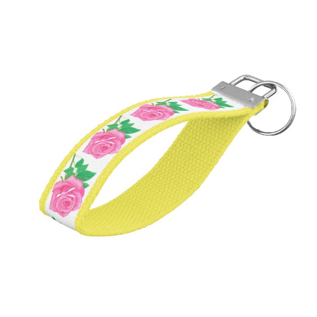 Llavero De Pulsera Rosa rosa amarillo (Angulado hacia arriba)