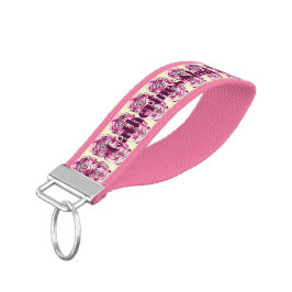 Llavero De Pulsera Rosas de frambuesa y crema