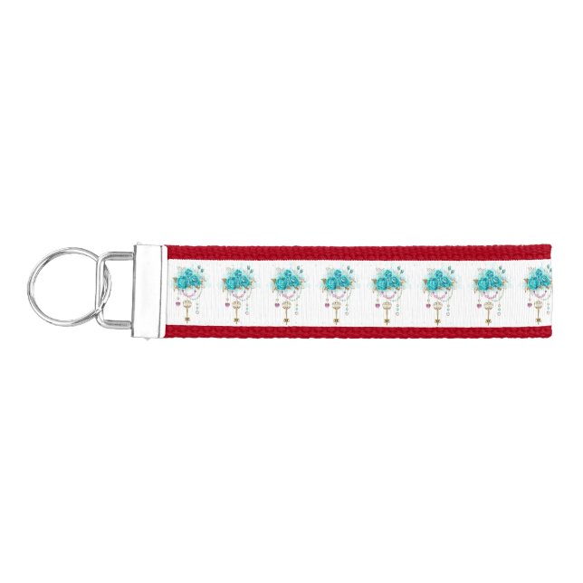 Llavero De Pulsera Rosas turquesas con llaves (Llaves lado izquierdo)
