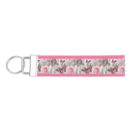 Llavero De Pulsera Roses rosas y mariposas acuarela floral
