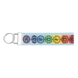 Llavero De Pulsera Siete símbolos de Chakra con opción de texto de Pe