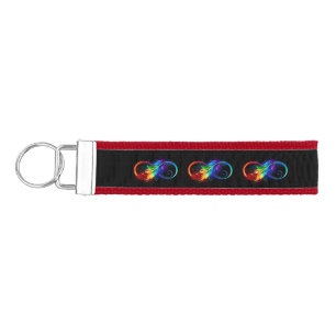 Llavero De Pulsera Símbolo infinito con plumas arcoiris