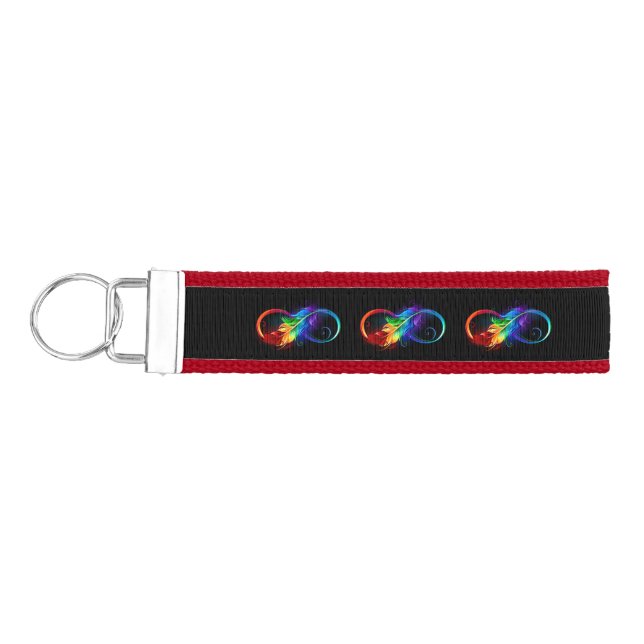 Llavero De Pulsera Símbolo infinito con plumas arcoiris (Llaves lado izquierdo)