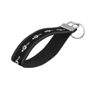 Llavero De Pulsera Símbolo musical Treble Clef Blanco negro