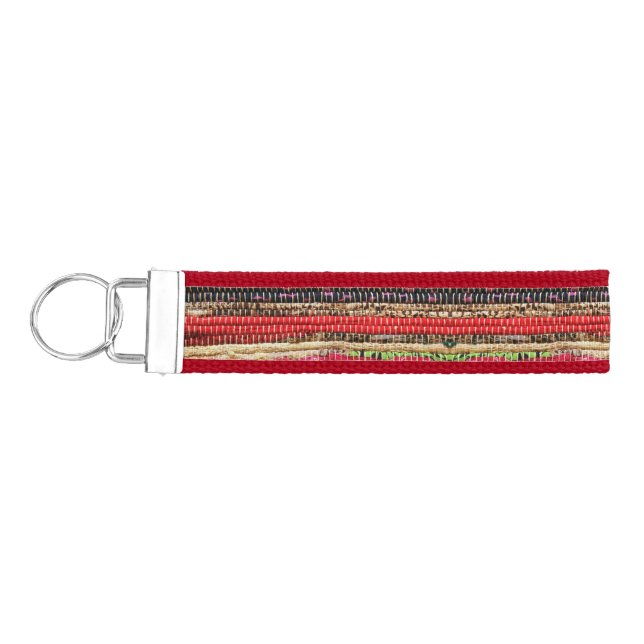 Llavero De Pulsera Tejido rayado Tejido natural apariencia marrón roj (Llaves lado izquierdo)