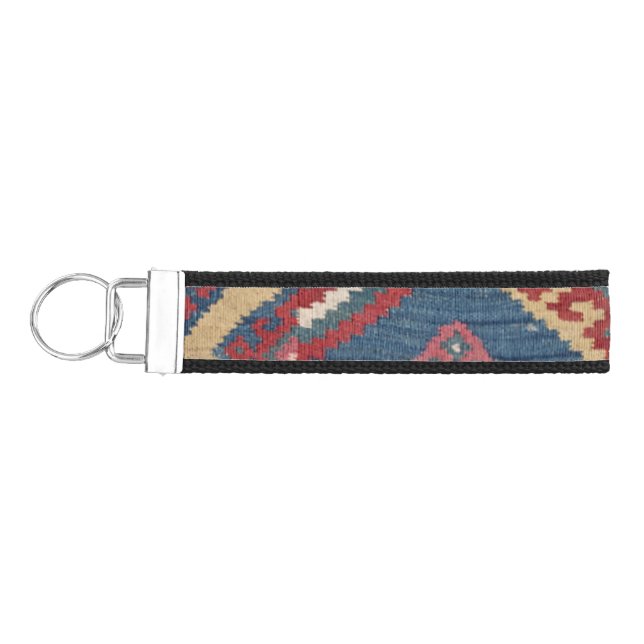 Llavero De Pulsera Tejidos Kilim Royal Blue Yellow Classic  (Llaves lado izquierdo)