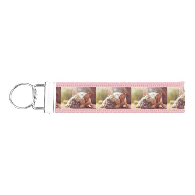 Llavero De Pulsera tendido de bulldog francés (Llaves lado izquierdo)