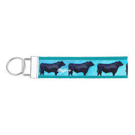 Llavero De Pulsera Toro de angus negro