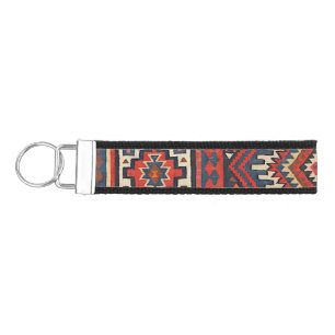Llavero De Pulsera Turquía Kilim Aztec Red Blue Tan