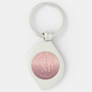 Llavero de Purpurina Dorado Rosa con tu Nombre Mon